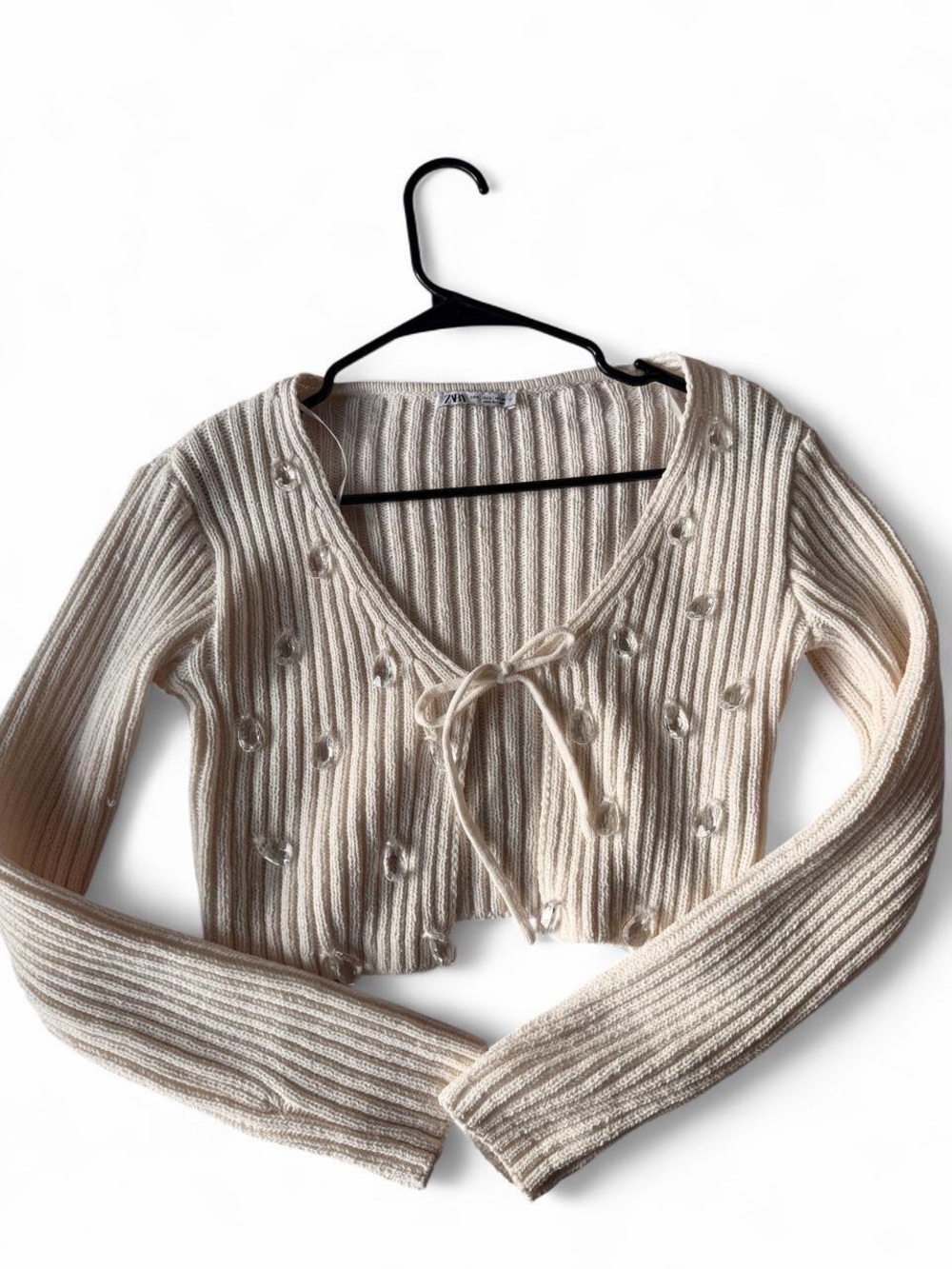 Cute white Zara cardigan with crystals